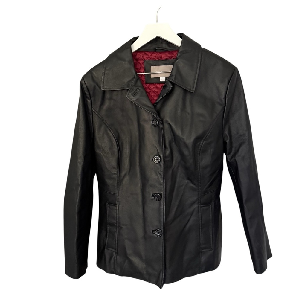 Croft & Barrow Genuine Leather Button Front Quilted Lined Jacket Size Large